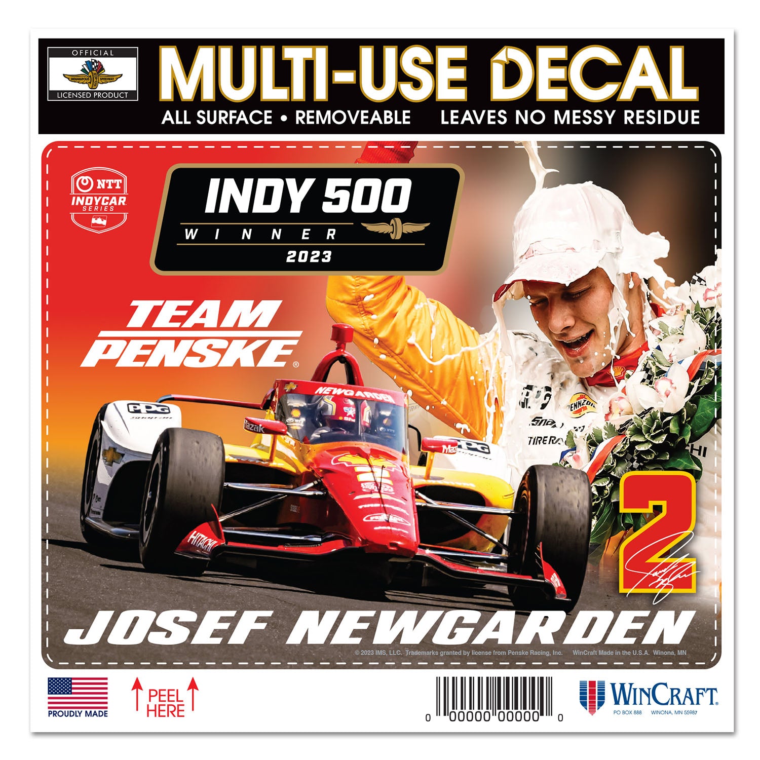 2023 Indianapolis 500 Winner Josef Newgarden Decal