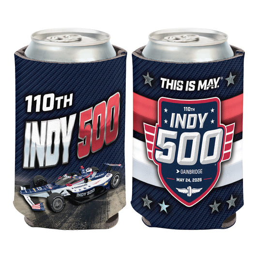 2026 Indy 500 Event Can Cooler 12oz - Front and Back View