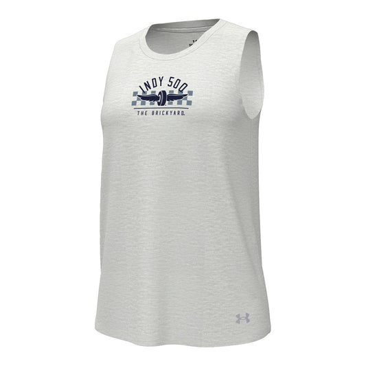 Ladies Under Armour Tank in White - Front View