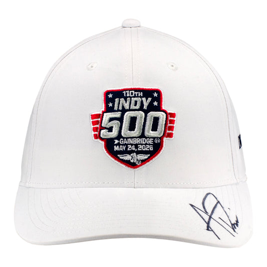 2026 Indy 500 LE #2 Starting Field Hat Autographed by Alexander Rossi in White - Front View