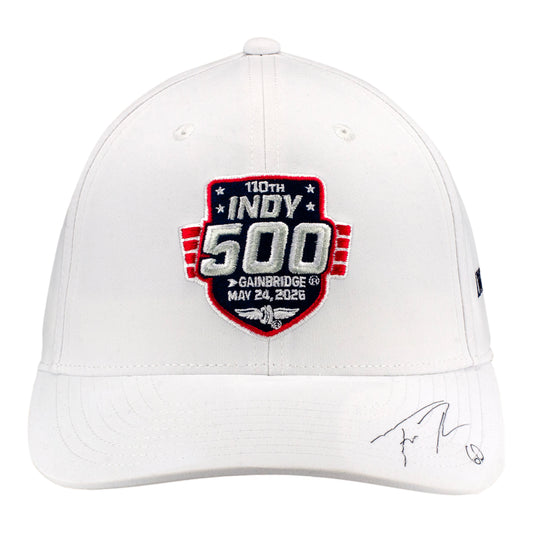 2026 Indy 500 LE #4 Starting Field Hat Autographed by Felix Rosenqvist in White - Front View