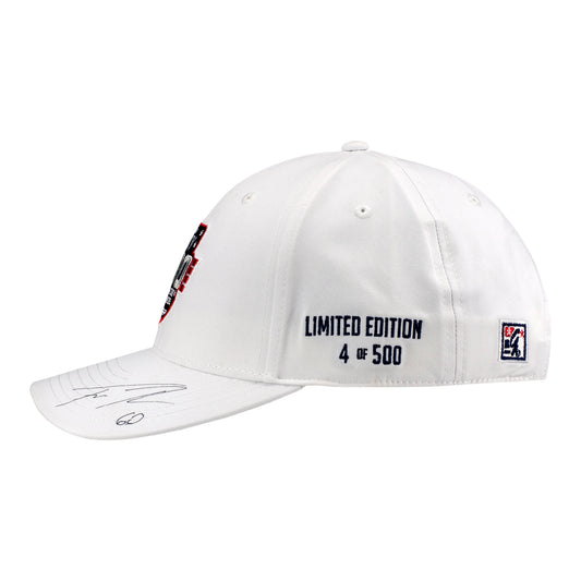2026 Indy 500 LE #4 Starting Field Hat Autographed by Felix Rosenqvist in White - Left Side View