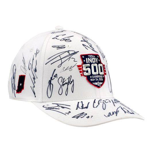 2026 Indy 500 LE #500 Starting Field Hat Autographed by Full Field in White - Front Right View