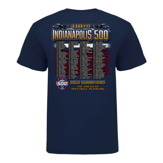 2026 Indianapolis 500 Past Champions T-Shirt In Blue - Back View