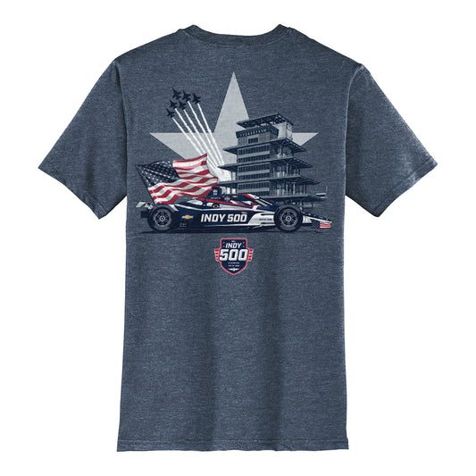 2026 Indy 500 Need for Speed T-Shirt in Blue - Back View