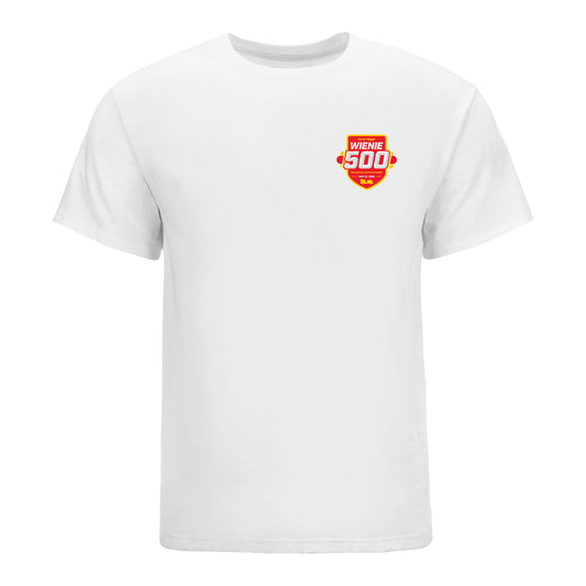 2026 Wienie 500 Event T-shirt in White - Front View