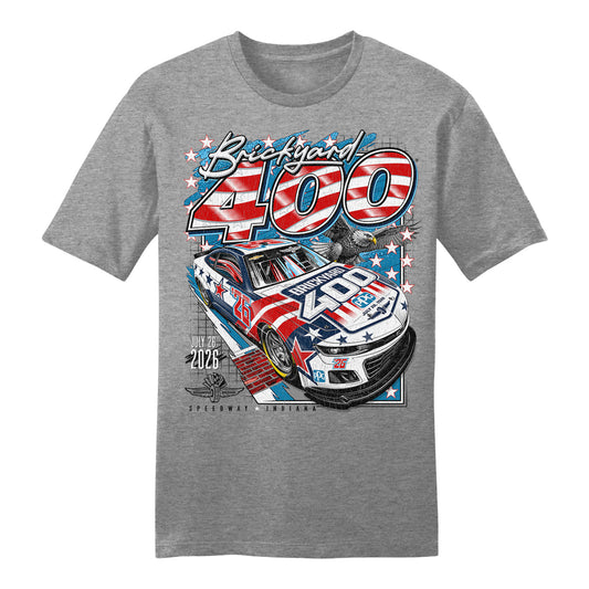2026 Brickyard 400 Vintage T-shirt in Grey - Front view