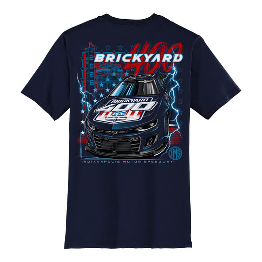 2026 Brickyard 400 Ghost Car T-shirt in Blue - Back View