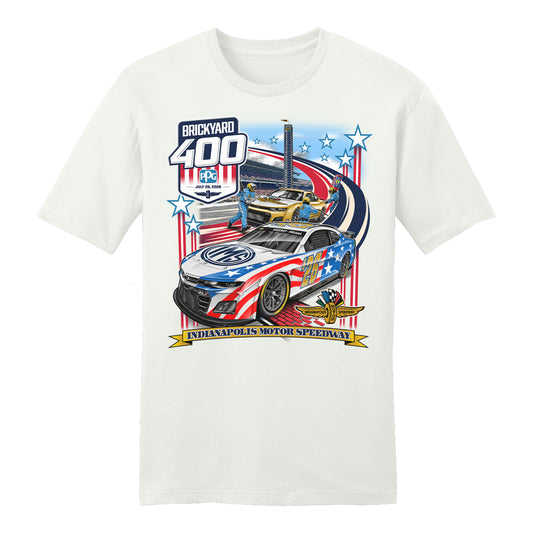 2026 Brickyard 400 Starting Field T-shirt in White - Front View