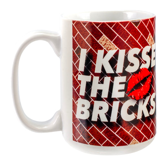 Indianapolis Motor Speedway Kiss the Bricks mug in White - Front View