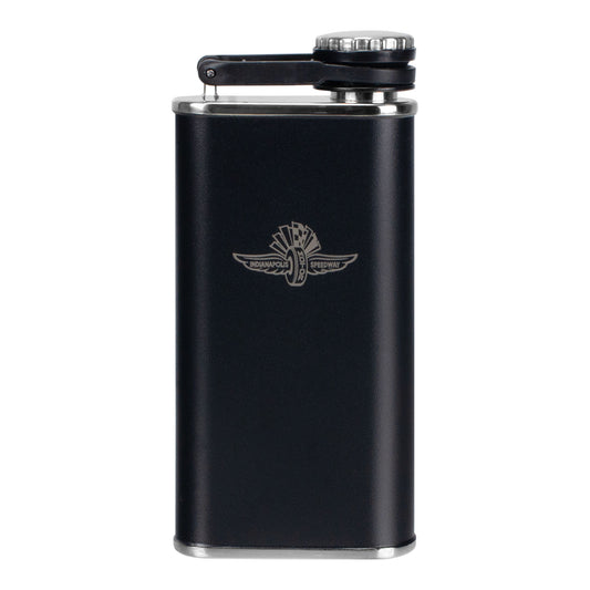 Wing Wheel Flag Stanley Flask Black in Black - Front View