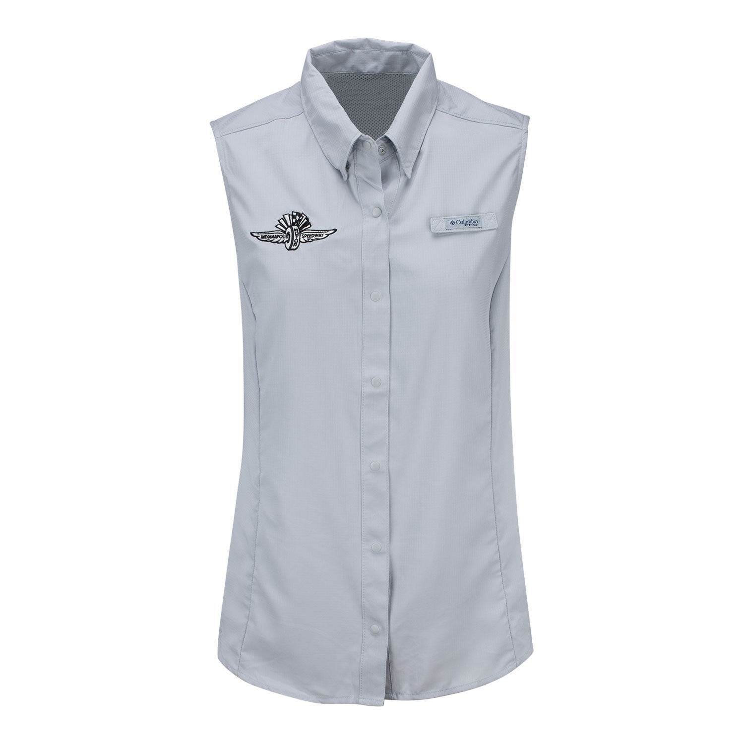 Ladies Wing Wheel Flag Columbia Tamiami Sleeveless Polo - front oview