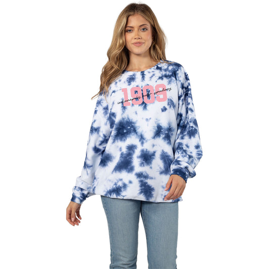 Indiana Motor Speedway 1909 Tie-Dye Corded Crew in Blue - Front View