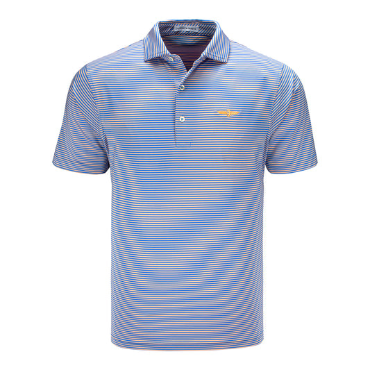 Wing & Wheel Fairway & Greene Stripe Polo in Blue - Front View
