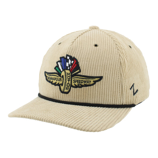 Indianapolis Motor Speedway WWF Corduroy Zephyr Hat in Brown - Front Left View
