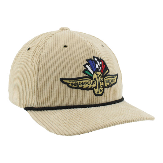 Indianapolis Motor Speedway WWF Corduroy Zephyr Hat in Brown - Front Right View