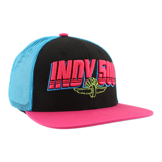 WWF Indy 500 Retro 90's Flatbill Snapback Hat - front view