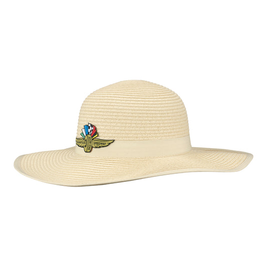Wing Wheel Flag  Floral Straw Hat - side view