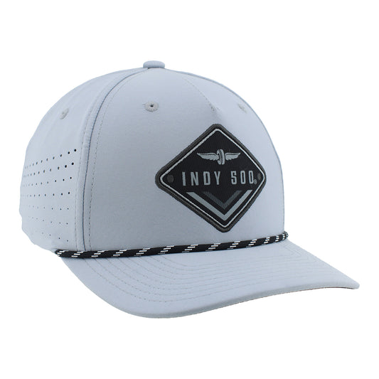 Indy 500 Diamond Rope Zephyr Hat in White - Front Right View