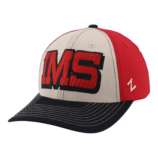 Indianapolis Motor Speedwatch Embroidered Tri-Color Zephyr Hat in Red - Front Left View
