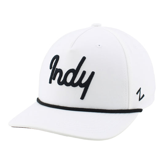 Indy Script Hypercool Rope Hat in White - Front Left View