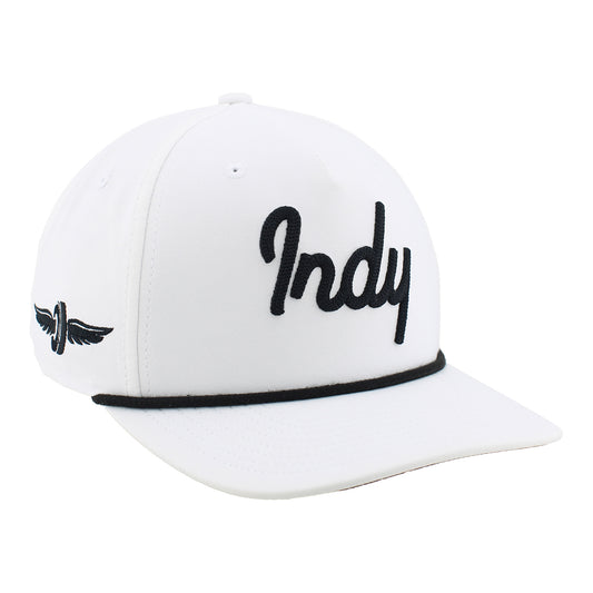 Indy Script Hypercool Rope Hat in White - Front Right View