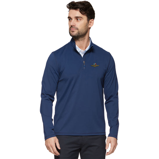 Wing, Wheel, and Flag Journey Performance 1/4 Zip in Blue - Front View