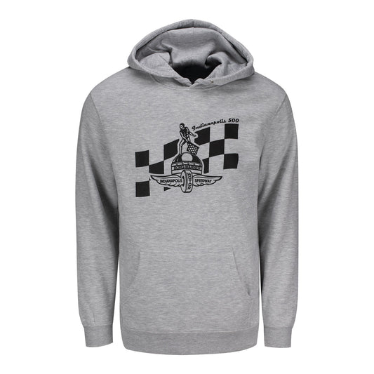 Wing Wheel Flag Borg Checkered Stripe Sweatshirt Grey in Grey - Front View