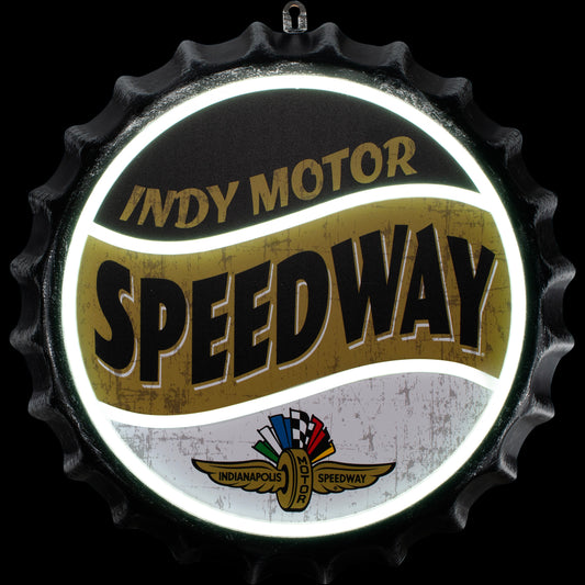 Wing Wheel Flag Neon Bottle Cap Sign
