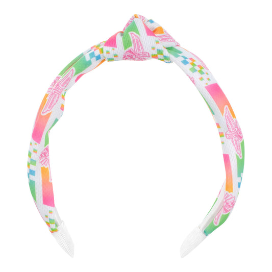 Wing Wheel Flag Neon Headband Youth In Multi-Color - Front View