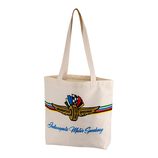 Wing Wheel Flag 7 Stripe Canvas Tote Bag - front view