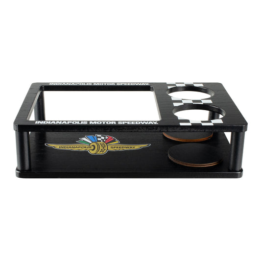 Wing Wheel Flag Wooden Snack Tray in Black - Front View