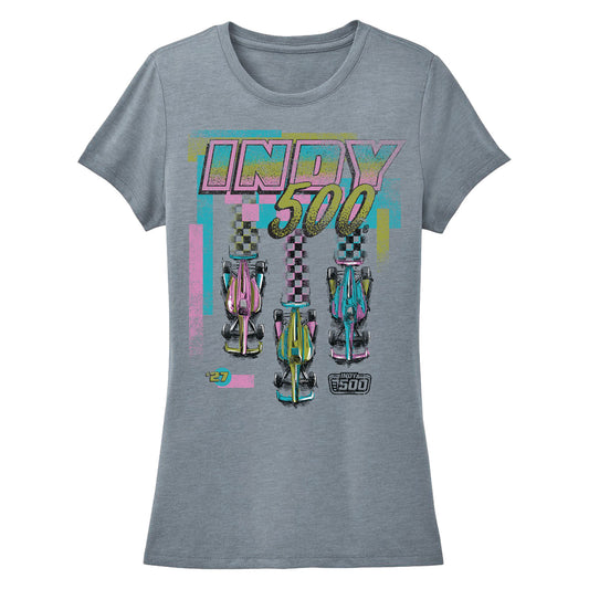 Ladies 2027 Indy 500 Retro Grey T-Shirt - Front View