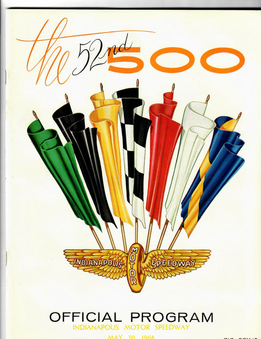 1968 Indy 500 Program in White - Front View