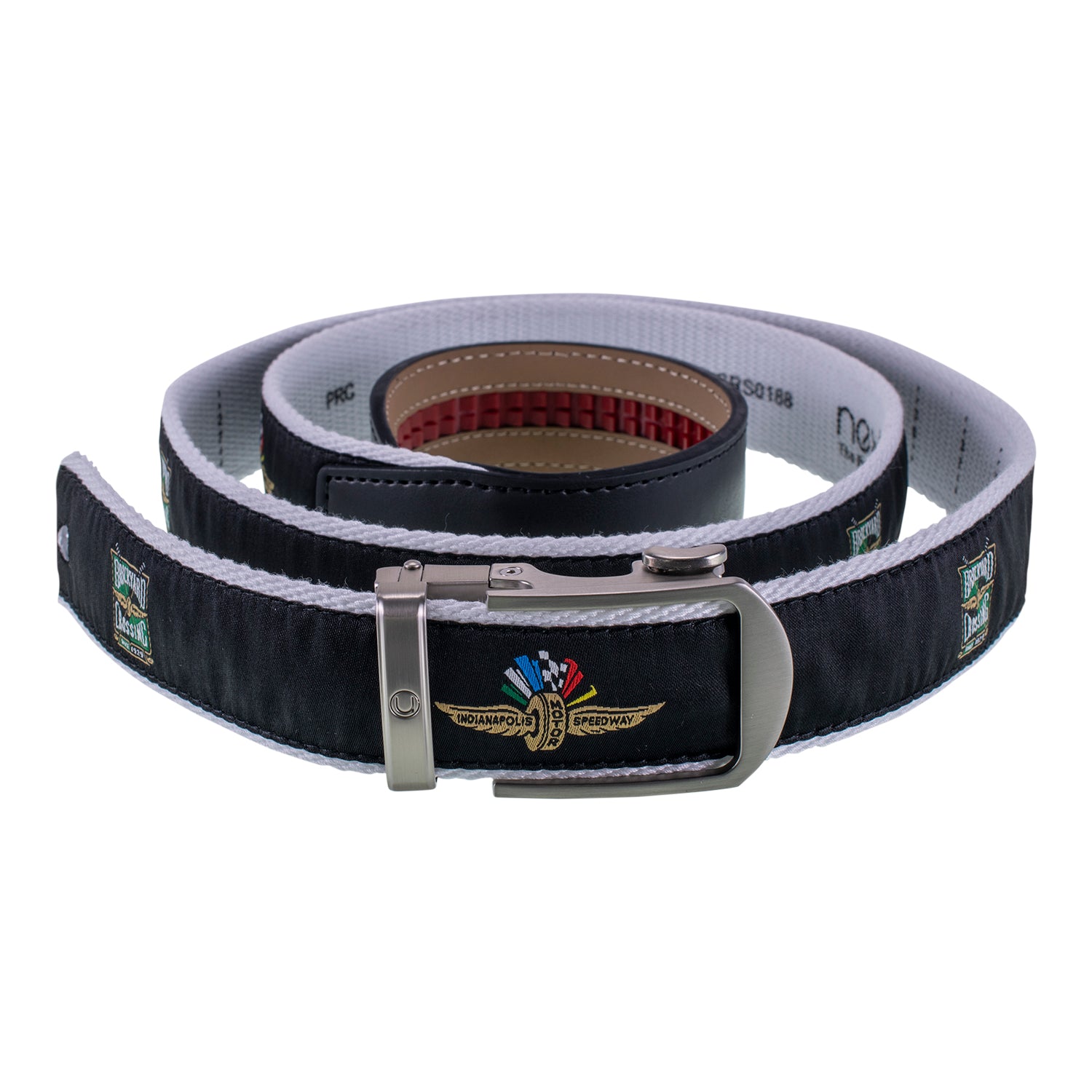 Brickyard Crossing and Indianapolis Motor Speedway Nylon Belt in black, front view