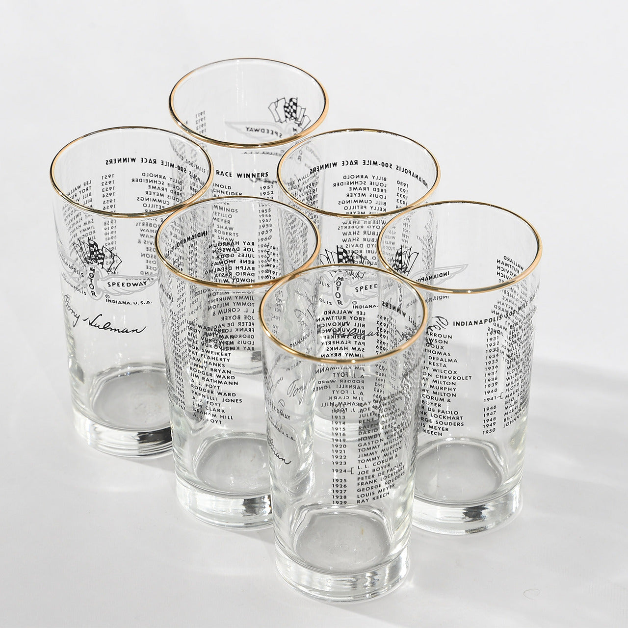 Indianapolis Historical Indy 500 Glassware - 1950 Johnnie Parsons Set