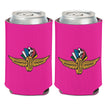 Wing Wheel Flag Neon Pink Can Cooler 12oz - Front and Back View