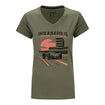 Indianapolis Motor Speedway Recycled Soft V-Neck in green, front view
