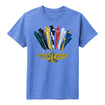Wing Wheel Flag Vintage 1955 T-Shirt in blue, front view