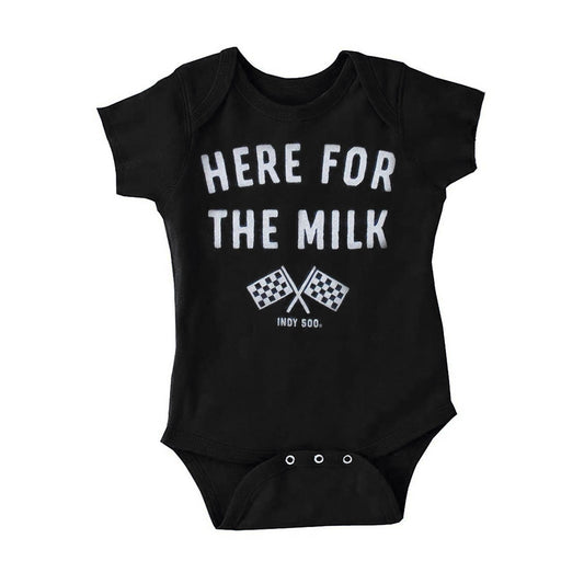 Infant Indy 500 Milk Onesie - "Here for the Milk" - Front View