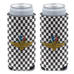 Wing Wheel Flag Slim Checkered Can Cooler - Front & Back View