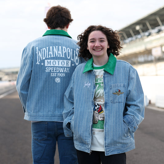 IMS The Wild Collective Unisex 1909 Jean Full Zip Jacket In Blue - Front & Back View On Models