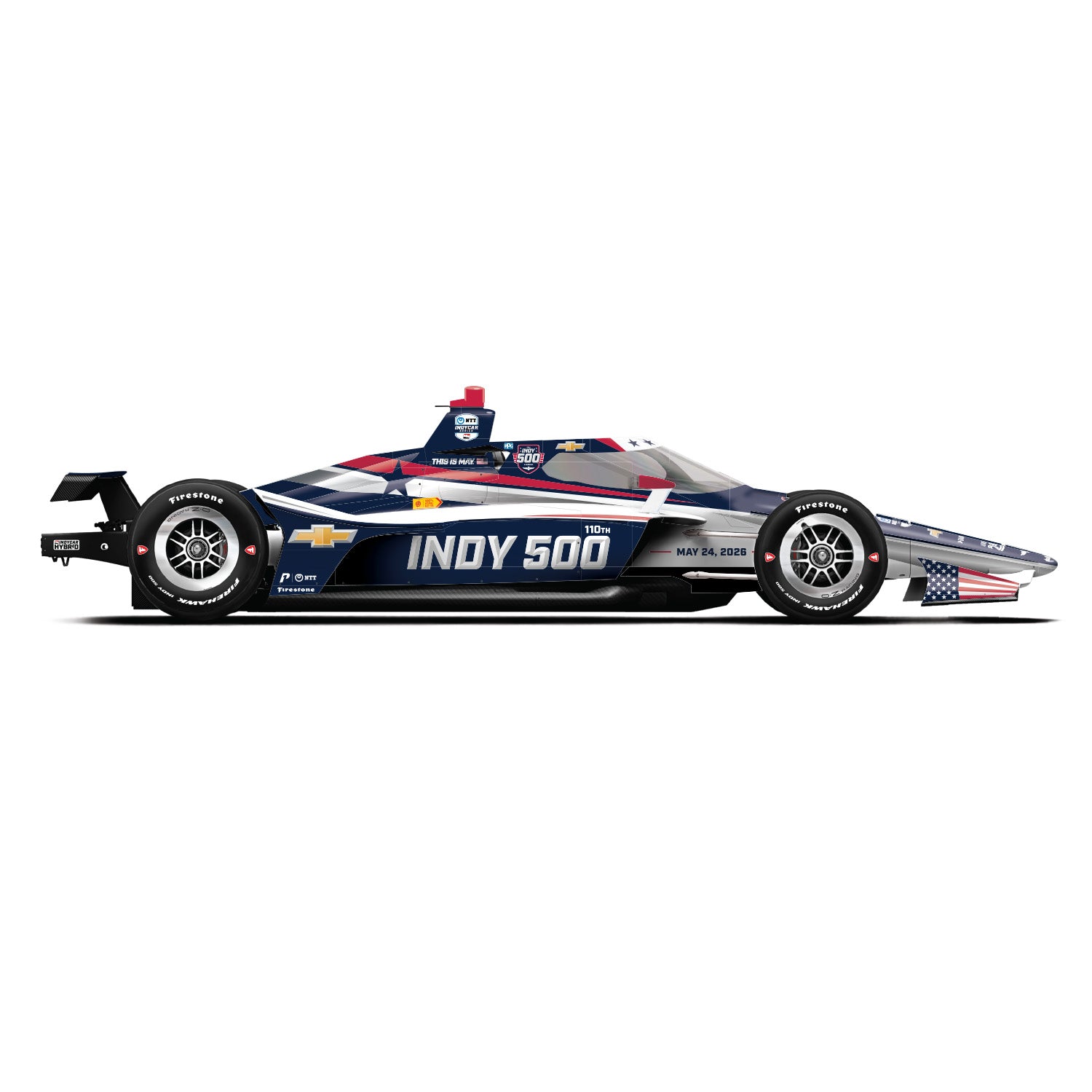 2026 Indy 500 Event Diecast 1:64 in Red White and Blue - Right Side View