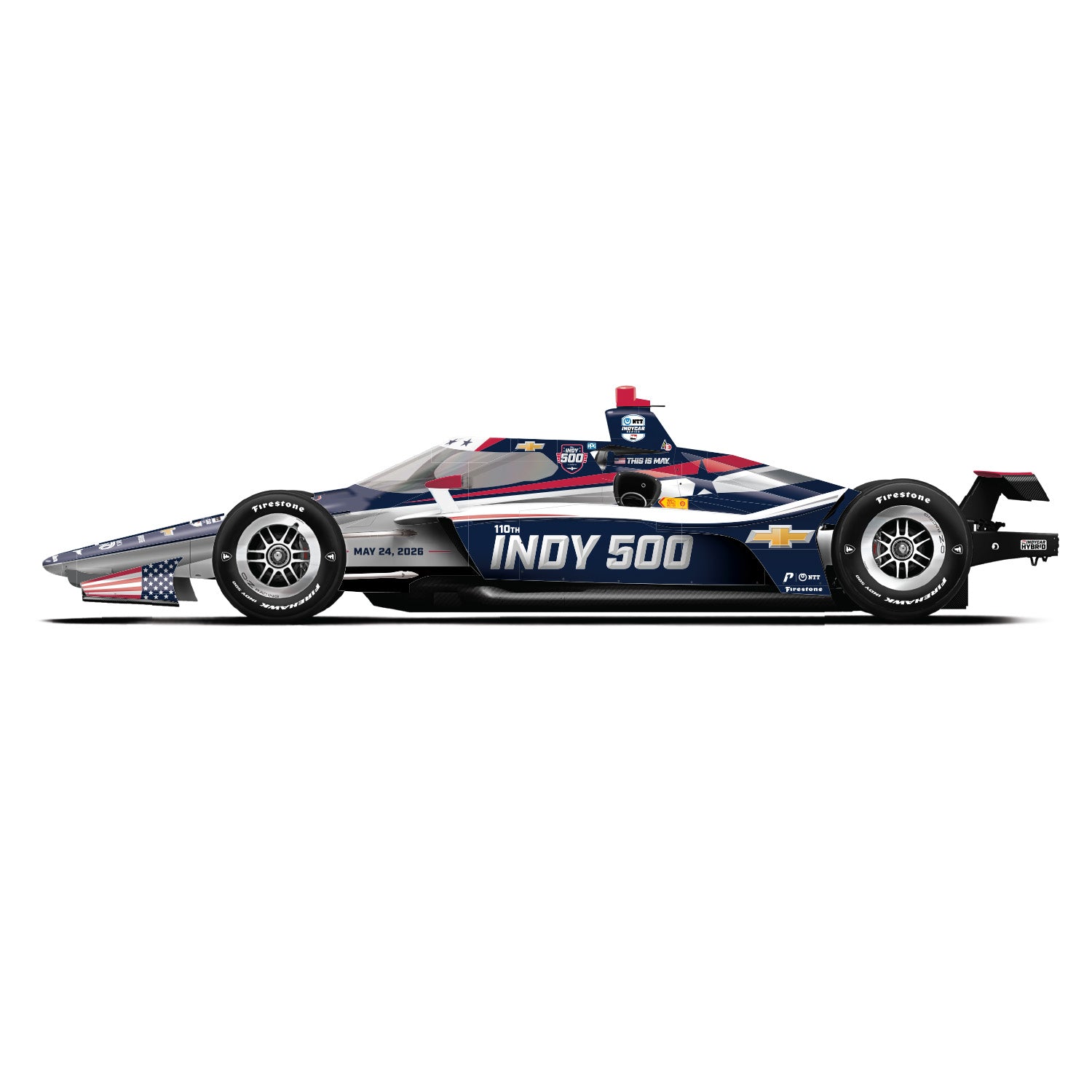 2026 Indy 500 Event Diecast 1:18 in Red White and Blue - Left Side View