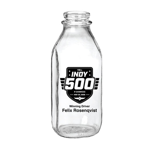 2026 Indy 500 Winner Milk Bottle In Clear - Front View