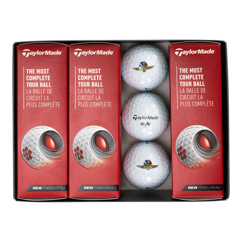 Brickyard Crossing Wing Wheel Flag TaylorMade Golf Balls, inside box view