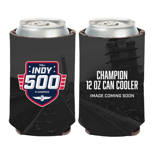 2026 Indy 500 Winner Can Cooler 12 Oz. In Black - Placeholder Front & Back View