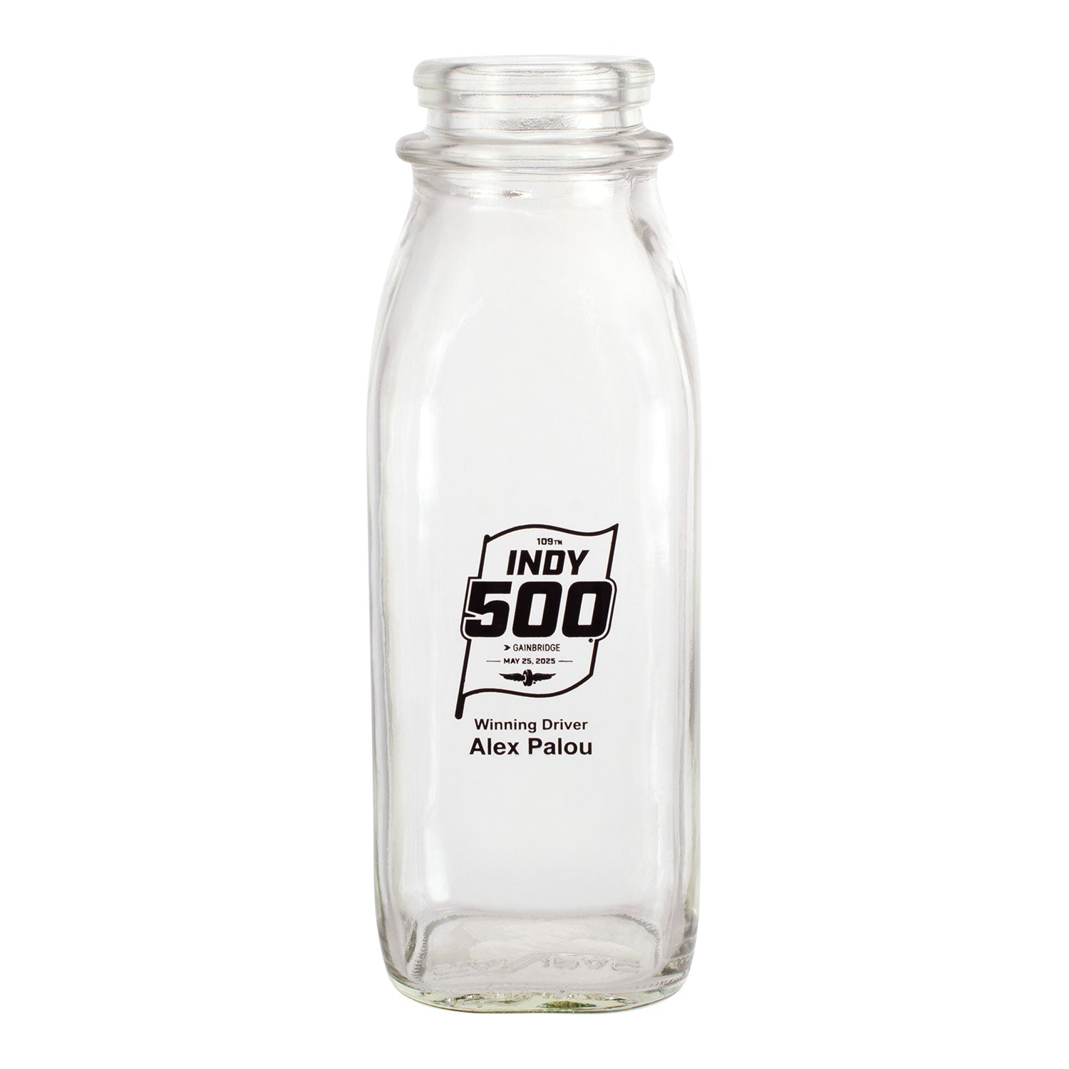 2025 Indy 500 Winner Milk Bottle - Front View