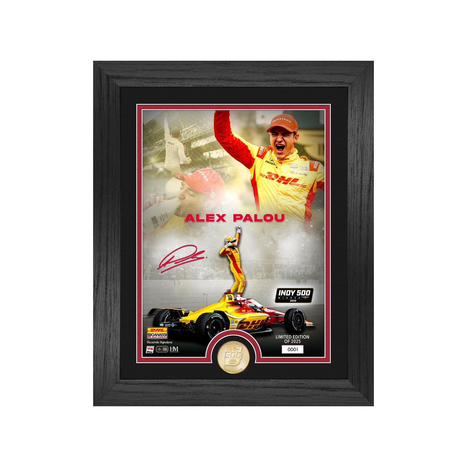 2025 Indy 500 Winner Framed Piece Alex Palou - Front View