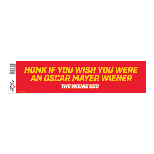 2026 Wienie 500 Bumper Sticker in Red - Front View